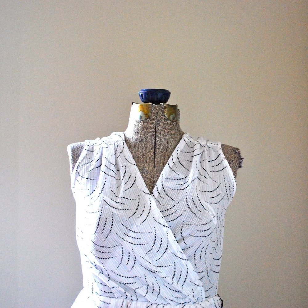 Black and white patterned wrap dress